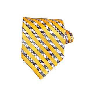 Chaps 100% Silk Yellow Necktie With Stripes